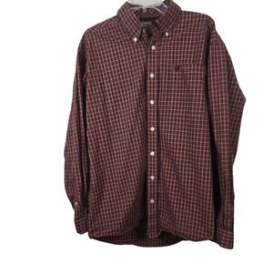 Cinch Mens Button Down Rust Plaid Cowboy Core Rodeo Western Long Sleeve Shirt M